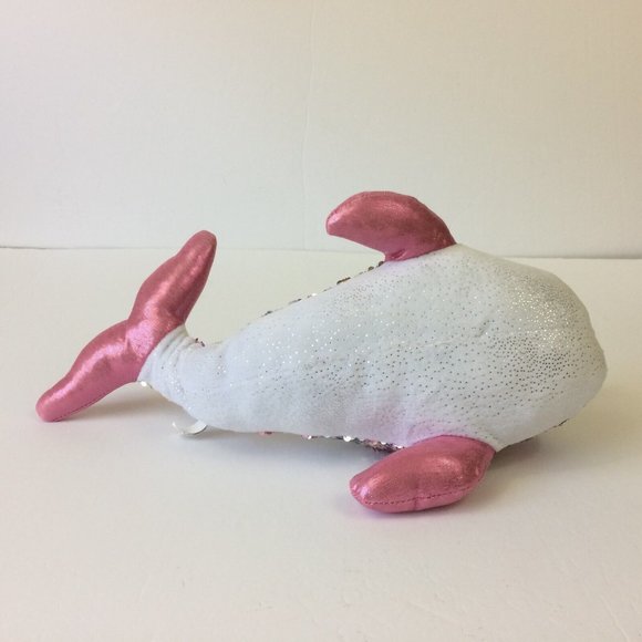 Toy Factory Narwhal Plush Sequin Reversible Stuffed Animal Pink Silver 16" - Picture 7 of 9